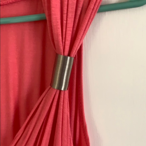 Beautiful Coral Colored Sleeveless Long Dress - Picture 4 of 5